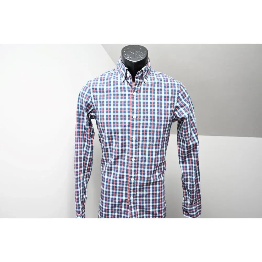 J Crew Flex‎ Oxford Slim Fit Dress Shirt Plaid Button Up Mens XS XSMALL